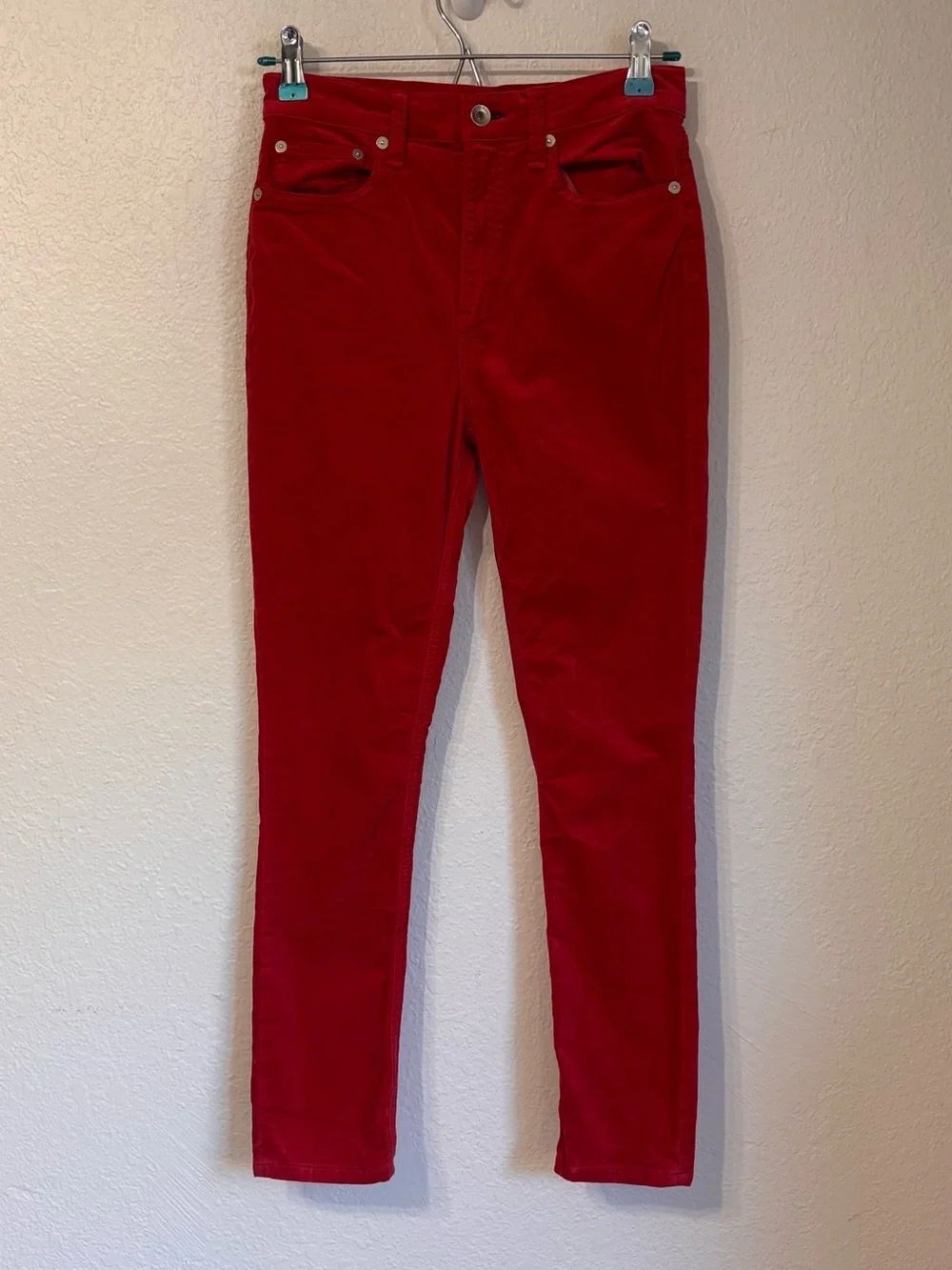 rag & bone Red Velvet Skinny Jeans Size 25